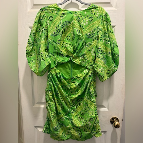 Chic Green and Yellow Mini Dress - Picture 7 of 8